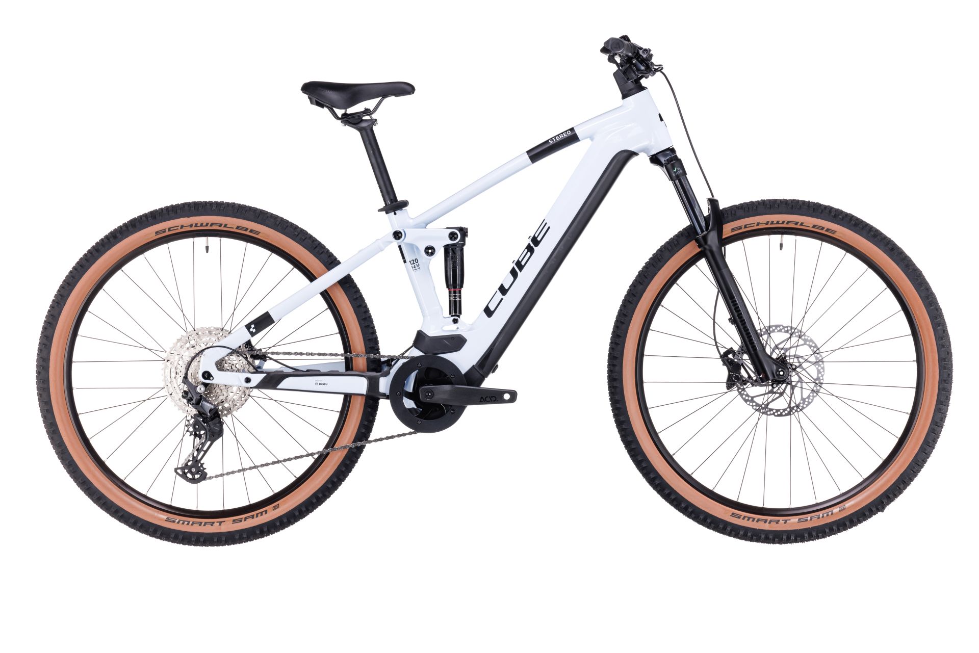 BICICLETA ELECTRICA E-BIKE CUBE STEREO HYBRID 120 PRO 625 Flashwhite Black 2023 cadru M (18) - roti 29