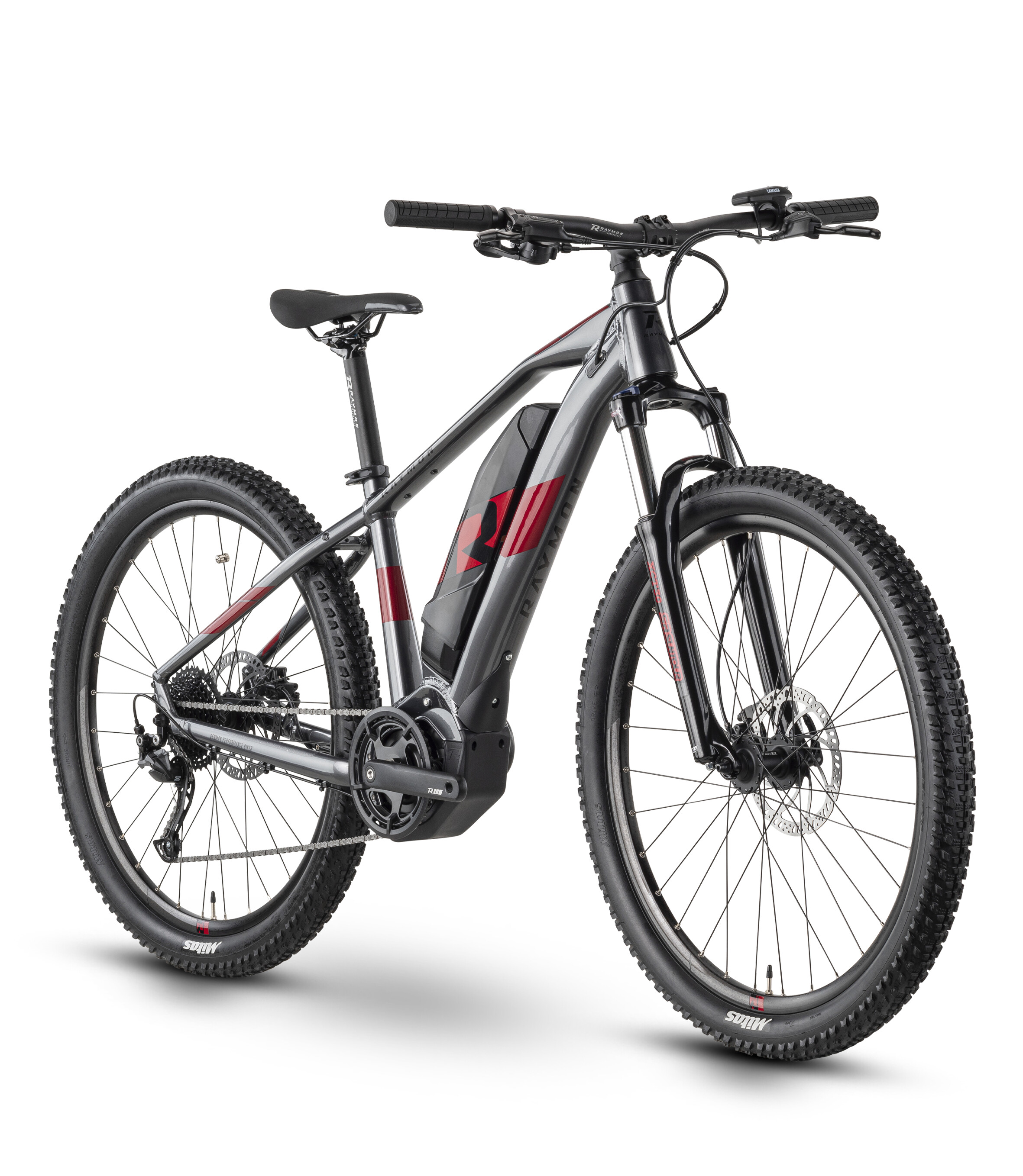 Bicicleta Electrica Raymon HardRay E 3.0 - 27.5 Inch, S, Gri-Rosu