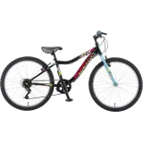 Bicicleta Copii Booster 2023 Plasma - 24 Inch, Negru-Turcoaz