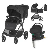 Carucior modular 4in1 Coccolle Lissia Anthracite cu Scoica auto iSize Coccolle Knox Black si Baza isofix iSize Coccolle Knox