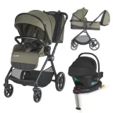 Carucior modular 4in1 Coccolle Lissia Moss green cu Scoica auto iSize Coccolle Knox Black si Baza isofix iSize Coccolle Knox