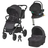 Carucior modular 4in1 Coccolle Serry Jet black cu Scoica auto iSize Coccolle Knox Black si Baza isofix iSize Coccolle Knox