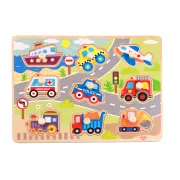 Puzzle copii, Vehicule Tooky Toy Ty859, lemn