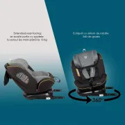 Scaun Auto Copii, Rotativ cu Isofix,Coccolle Nova, 0-36 Kg - Gri