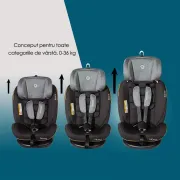 Scaun Auto Copii, Rotativ cu Isofix,Coccolle Nova, 0-36 Kg - Gri