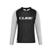 TRICOU CICLISM CUBE VERTEX ROUND NECK JERSEY L/S GREY-BLACK XL