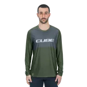 TRICOU CICLISM CUBE VERTEX ROUND NECK JERSEY TM L/S OLIVE GREY M