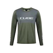 TRICOU CICLISM CUBE VERTEX ROUND NECK JERSEY TM L/S OLIVE GREY S