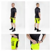 Pantaloni scurti Force MTB-11 bazon detasabil Galben Fluo/Bleu/Negru XS