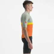 Tricou cu maneca scurta Castelli A Blocco Vernil/Portocaliu/Galben/Visiniu M