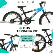 Bicicleta Copii Dhs Terrana 2023 - 20 Inch, Negru/Albastru