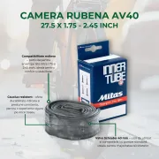 Camera Bicicleta Rubena Av40 - 27.5 x 1.75 - 2.45 Inch, Negru