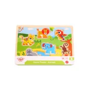 Puzzle muzical din lemn - animale, 7 piese, Tooky Toy