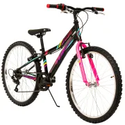 Bicicleta Copii DHS Turbo - 24 Inch, Negru-Roz