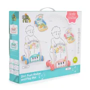 Jucarie multifunctionala 2 in 1 - premergator si centru de joaca cu pian, Moni, Roz