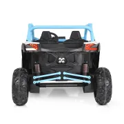 Masinuta electrica Bo Typhoon pentru copii 3 ani+, 24V 4 motoare, acumulator si telecomanda, portiere care se deschid, centuri, lumini, mp3/usb, Albastru