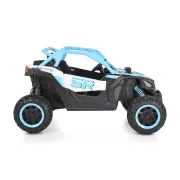 Masinuta electrica Bo Typhoon pentru copii 3 ani+, 24V 4 motoare, acumulator si telecomanda, portiere care se deschid, centuri, lumini, mp3/usb, Albastru