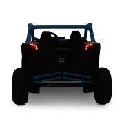 Masinuta electrica Bo Typhoon pentru copii 3 ani+, 24V 4 motoare, acumulator si telecomanda, portiere care se deschid, centuri, lumini, mp3/usb, Albastru