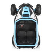 Masinuta electrica Bo Typhoon pentru copii 3 ani+, 24V 4 motoare, acumulator si telecomanda, portiere care se deschid, centuri, lumini, mp3/usb, Albastru