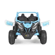 Masinuta electrica Bo Typhoon pentru copii 3 ani+, 24V 4 motoare, acumulator si telecomanda, portiere care se deschid, centuri, lumini, mp3/usb, Albastru