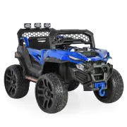 Masinuta electrica tip jeep BO Dust pentru copii 3 ani+, 12V 4 motoare, telecomanda, Mp3/USB, pornire buton, centura, usi care se deschid, Albastru