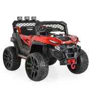 Masinuta electrica tip jeep BO Dust pentru copii 3 ani+, 12V 4 motoare, telecomanda, Mp3/USB, pornire buton, centura, usi care se deschid, Rosu