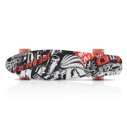 Skateboard copii SKULL LED, 22 inch, Byox, Alb-Negru