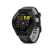 Garmin - Forerunner 265 ceas multisport cu GPS AMOLED - Ramă şi carcasă neagră cu curea din silicon neagră/gri pudră