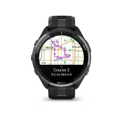 Garmin - Forerunner 965 ceas multisport cu GPS AMOLED - Ramă din titan DLC gri carbon cu carcasă neagră şi curea din silicon neagră/gri pudră