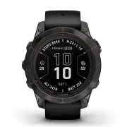 Garmin - fenix 7 Pro Sapphire Solar smartwatch premium cu incarcare solara 47mm - ramă negru gri din titanium DLC si curea din silicon neagră