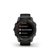 Garmin - fenix 7 Pro Sapphire Solar smartwatch premium cu incarcare solara 47mm - ramă negru gri din titanium DLC si curea din silicon neagră