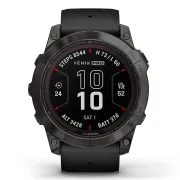 Garmin - fenix 7x Pro Sapphire Solar smartwatch premium cu incarcare solara 51mm - ramă Titan DLC Carbon Grey si curea din silicon neagră