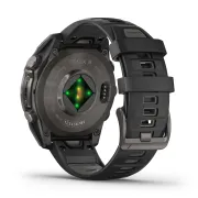 Garmin - fenix 8 AMOLED Sapphire 47mm - smartwatch premium AMOLED - ramă gri din titanium DLC si curea din silicon neagră-gri