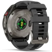 Garmin - fenix 8 Pro 51mm - smartwatch premium AMOLED Sapphire - ramă argintie din titanium si curea din silicon neagră-gri