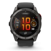 Garmin - fenix 8 Pro 51mm - smartwatch premium AMOLED Sapphire - ramă gri din titanium DLC si curea din silicon neagră-gri