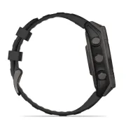 Garmin - fenix 8 Solar Sapphire 47mm - smartwatch premium - ramă gri din titanium DLC si curea din silicon neagră-gri