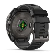 Garmin - fenix 8x AMOLED Sapphire 51mm - smartwatch premium AMOLED - ramă gri din titanium DLC si curea din silicon neagră-gri