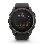 Garmin - fenix 8x Solar Sapphire 51mm - smartwatch premium - ramă gri din titanium DLC si curea din silicon neagră-gri