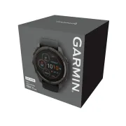 Garmin - fenix 8x Solar Sapphire 51mm - smartwatch premium - ramă gri din titanium DLC si curea din silicon neagră-gri