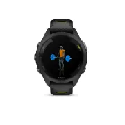 Garmin - Forerunner 265s ceas multisport cu GPS AMOLED - Ramă şi carcasă neagră cu curea din silicon neagră/Amp Yellow