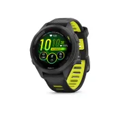 Garmin - Forerunner 265s ceas multisport cu GPS AMOLED - Ramă şi carcasă neagră cu curea din silicon neagră/Amp Yellow