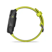 Garmin - Forerunner 965 ceas multisport cu GPS AMOLED - Ramă din titan DLC gri carbon cu carcasă neagră şi curea din silicon Amp Yellow/neagră
