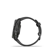 Garmin - fenix 7s Pro Sapphire Solar smartwatch premium cu incarcare solara 42mm - ramă gri din titanium DLC si curea din silicon neagră