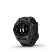 Garmin - fenix 7s Pro Sapphire Solar smartwatch premium cu incarcare solara 42mm - ramă gri din titanium DLC si curea din silicon neagră