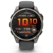 Garmin - fenix 8 Pro 47mm - smartwatch premium AMOLED Sapphire - ramă argintie din titanium si curea din silicon neagră-gri
