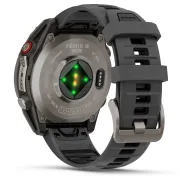 Garmin - fenix 8 Pro 47mm - smartwatch premium AMOLED Sapphire - ramă argintie din titanium si curea din silicon neagră-gri
