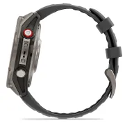 Garmin - fenix 8 Pro 47mm - smartwatch premium AMOLED Sapphire - ramă argintie din titanium si curea din silicon neagră-gri