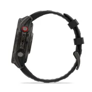 Garmin - fenix 8 Pro 47mm - smartwatch premium AMOLED Sapphire - ramă gri din titanium DLC si curea din silicon neagră-gri