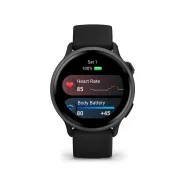 Garmin - vivoactive 6 smartwatch cu GPS și AMOLED - ramă gri slate din aluminiu - carcasă neagră şi bratara din silicon