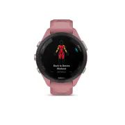 Garmin - Forerunner 265s ceas multisport cu GPS AMOLED - Ramă neagră cu carcasă roz deschis şi curea din silicon roz deschis/gri pudră